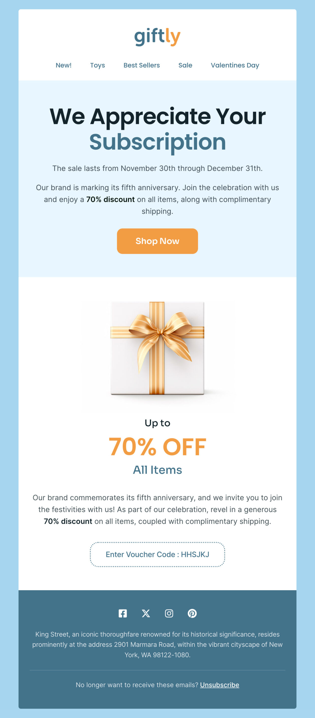 promotional discount email format