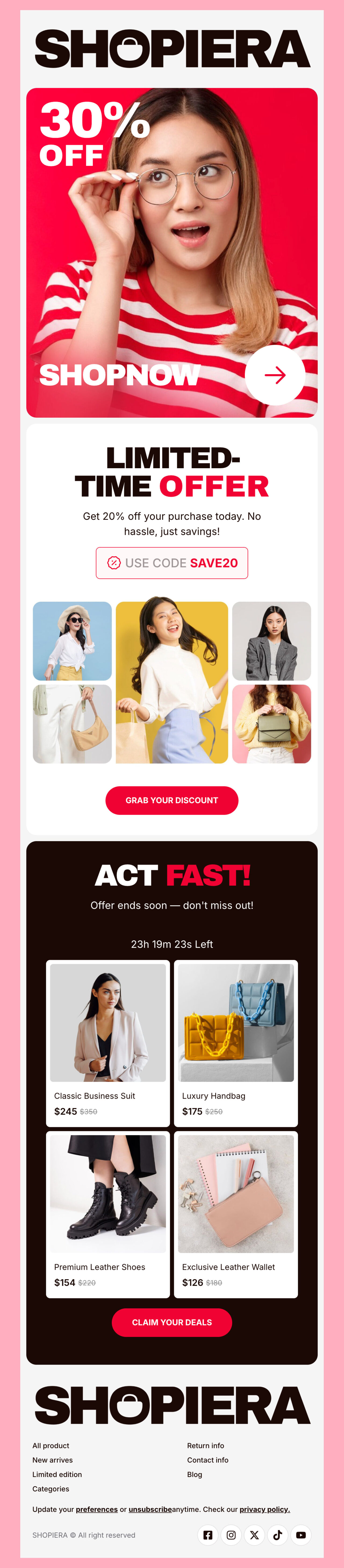Shoperia's email template