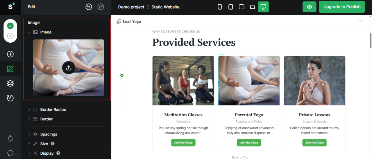 Changing images for the website