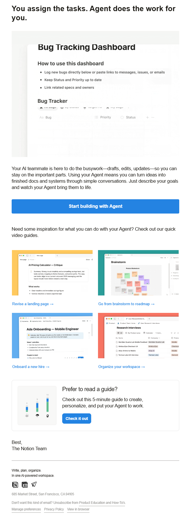 Notion email newsletter example