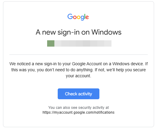 security alert email