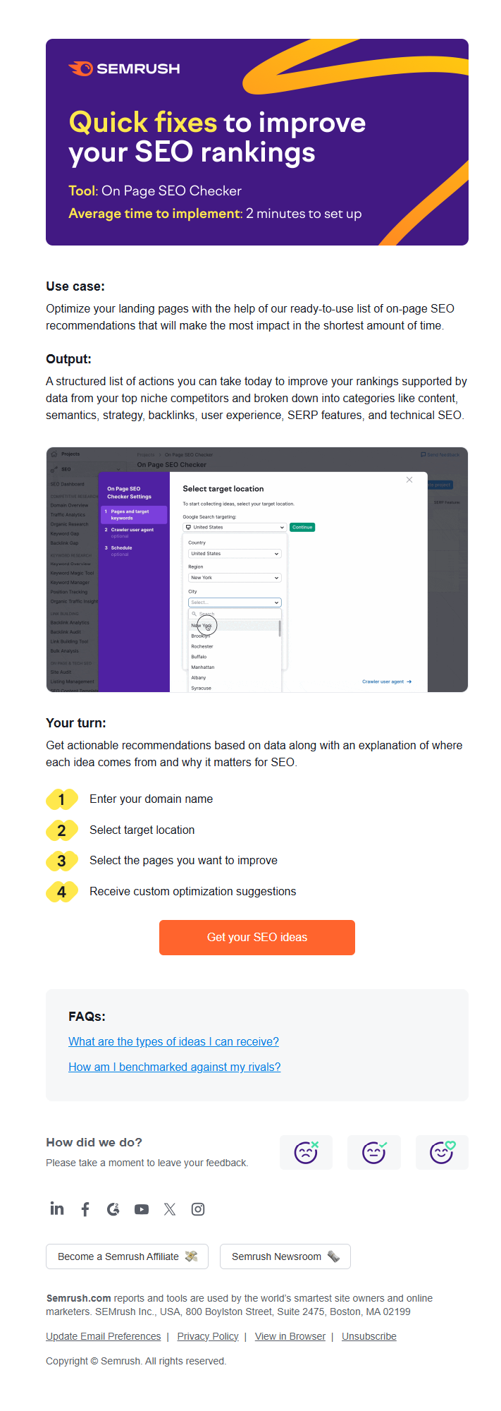 Semrush email newsletter example