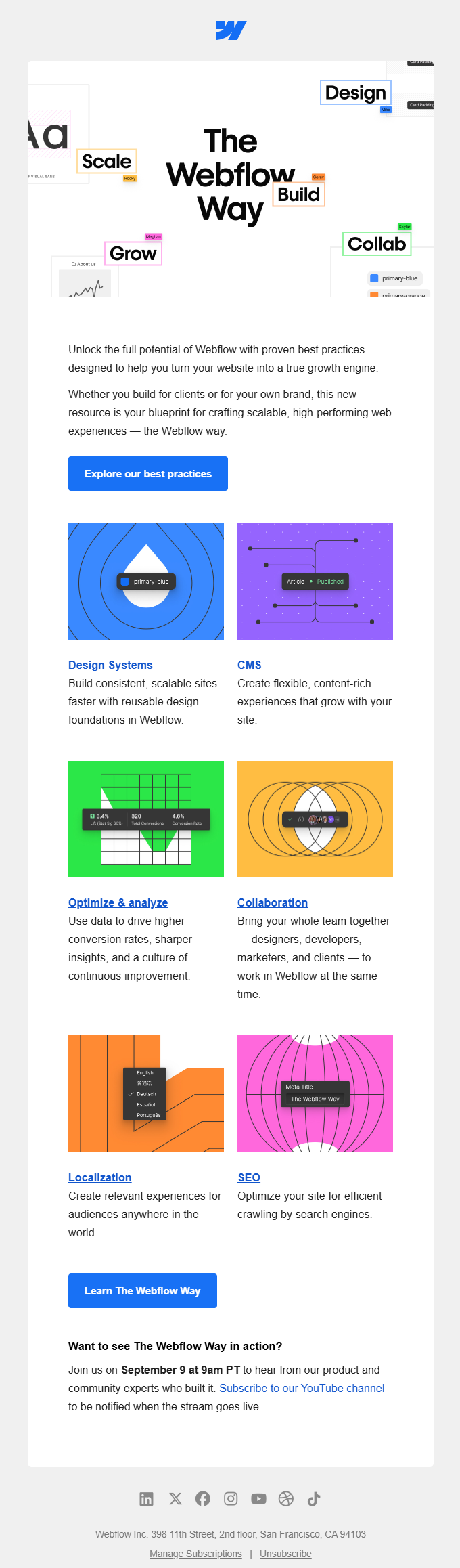 Webflow email newsletter example