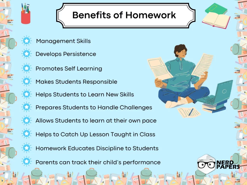 Top 10 benefits of homework showing how homework improves responsibility, self-learning, discipline, and study skills