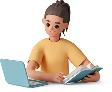 girl studying with books and laptop