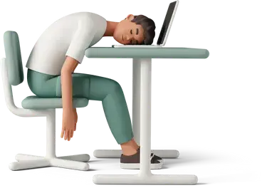 a man sitting and sleeping on laptop