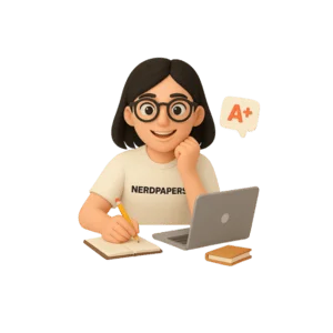 Focused academic writer taking notes and typing on laptop