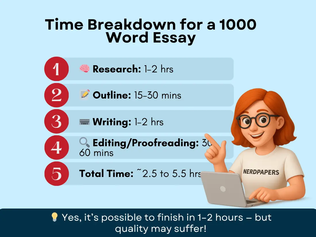 Time breakdown for writing a 1000 word essay step-by-step